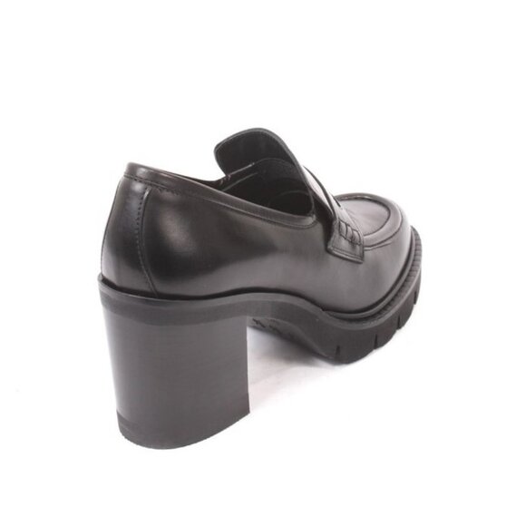 Luca Grossi 002 Black Leather Platform Loafers Heel Shoes Pumps - Picture 4 of 8